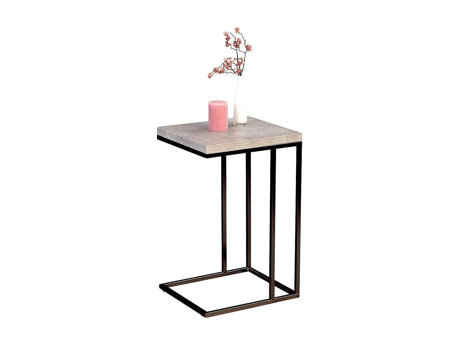 Sofa Beistelltisch in Beton Grau Metall Schwarz