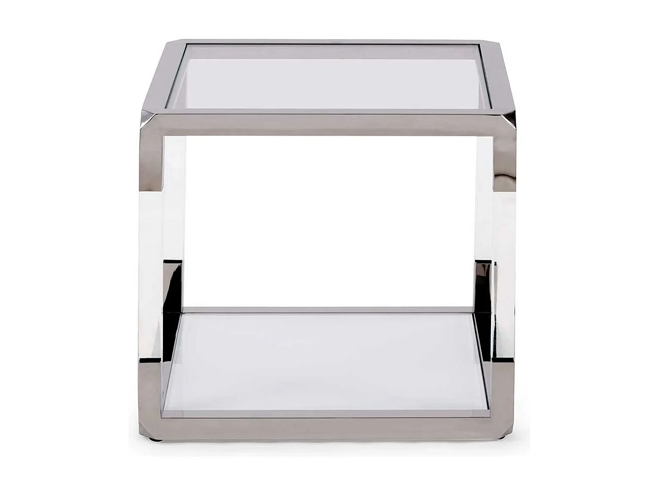 Design Beistelltisch Transparent und Weiß Edelstahl und Glas