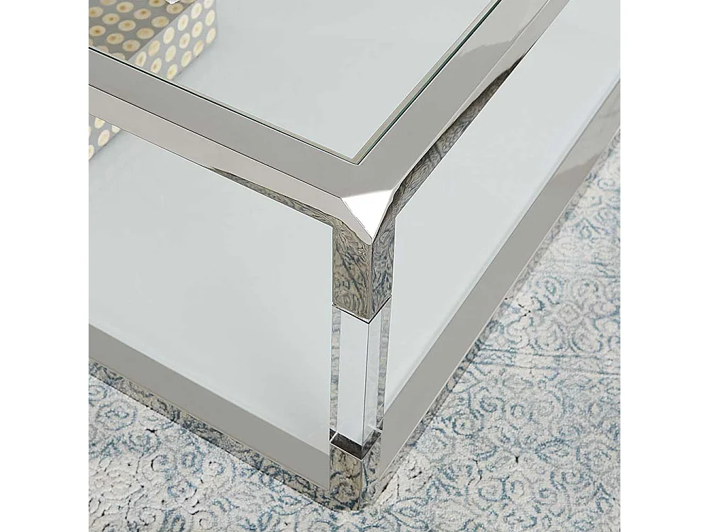 Design Beistelltisch Transparent und Weiß Edelstahl und Glas