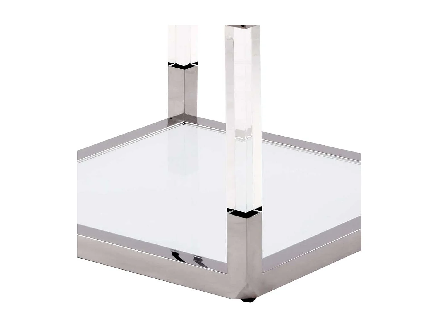 Design Beistelltisch Transparent und Weiß Edelstahl und Glas