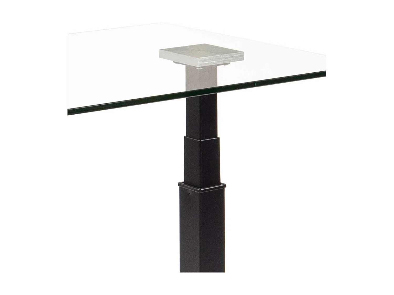 Rechteckiger Beistelltisch mit Glasplatte höhenverstellbar auf Rollen