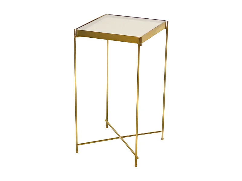 Beistelltisch Metall Glas in modernem Design quadratischer Tischplatte