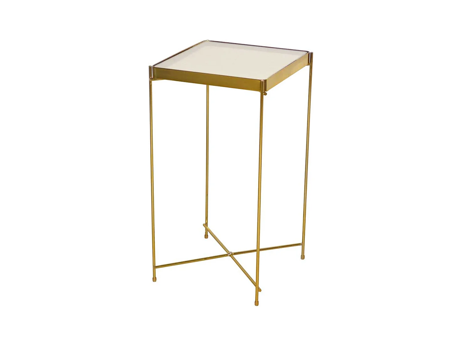 Beistelltisch Metall Glas in modernem Design quadratischer Tischplatte