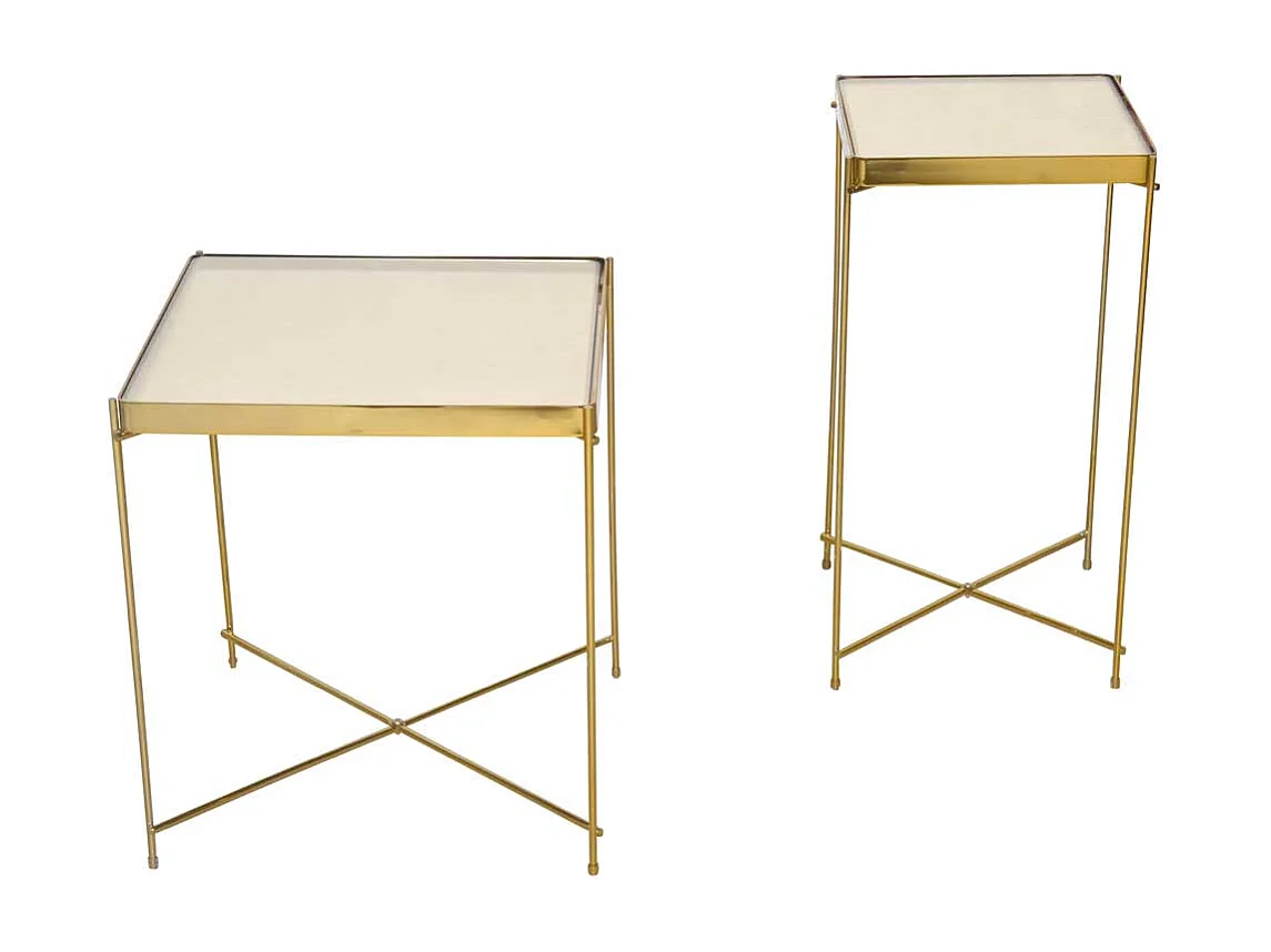 Beistelltisch Metall Glas in modernem Design quadratischer Tischplatte