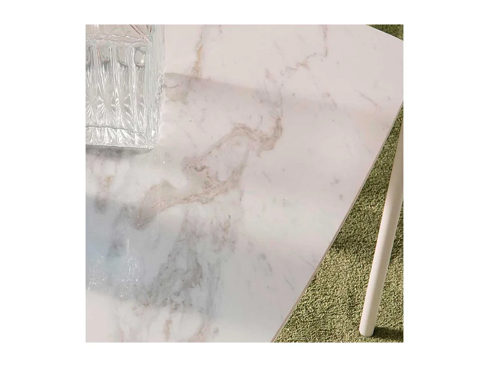 Quadratischer Beistelltisch in Weiß und Grau Keramik beschichtet