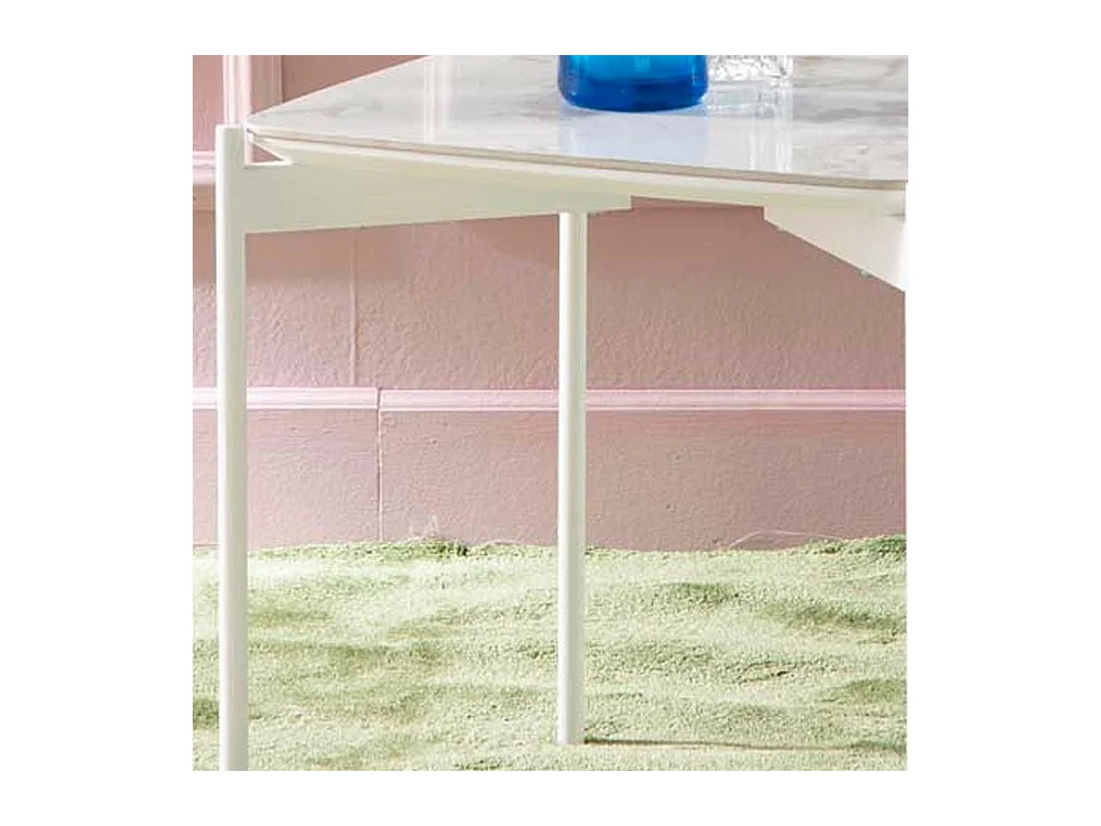 Quadratischer Beistelltisch in Weiß und Grau Keramik beschichtet