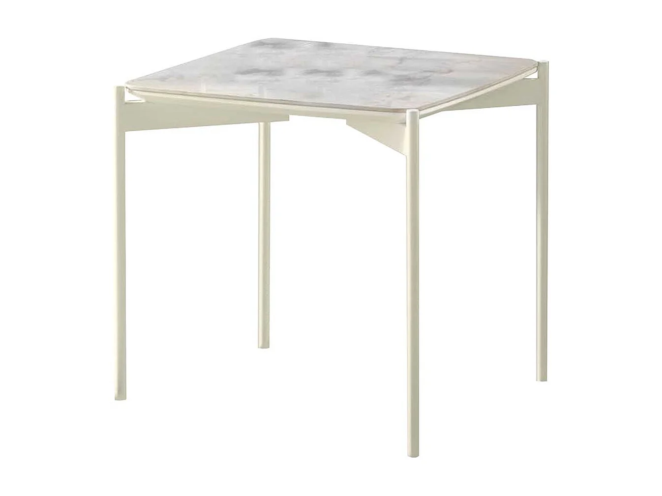 Quadratischer Beistelltisch in Weiß und Grau Keramik beschichtet