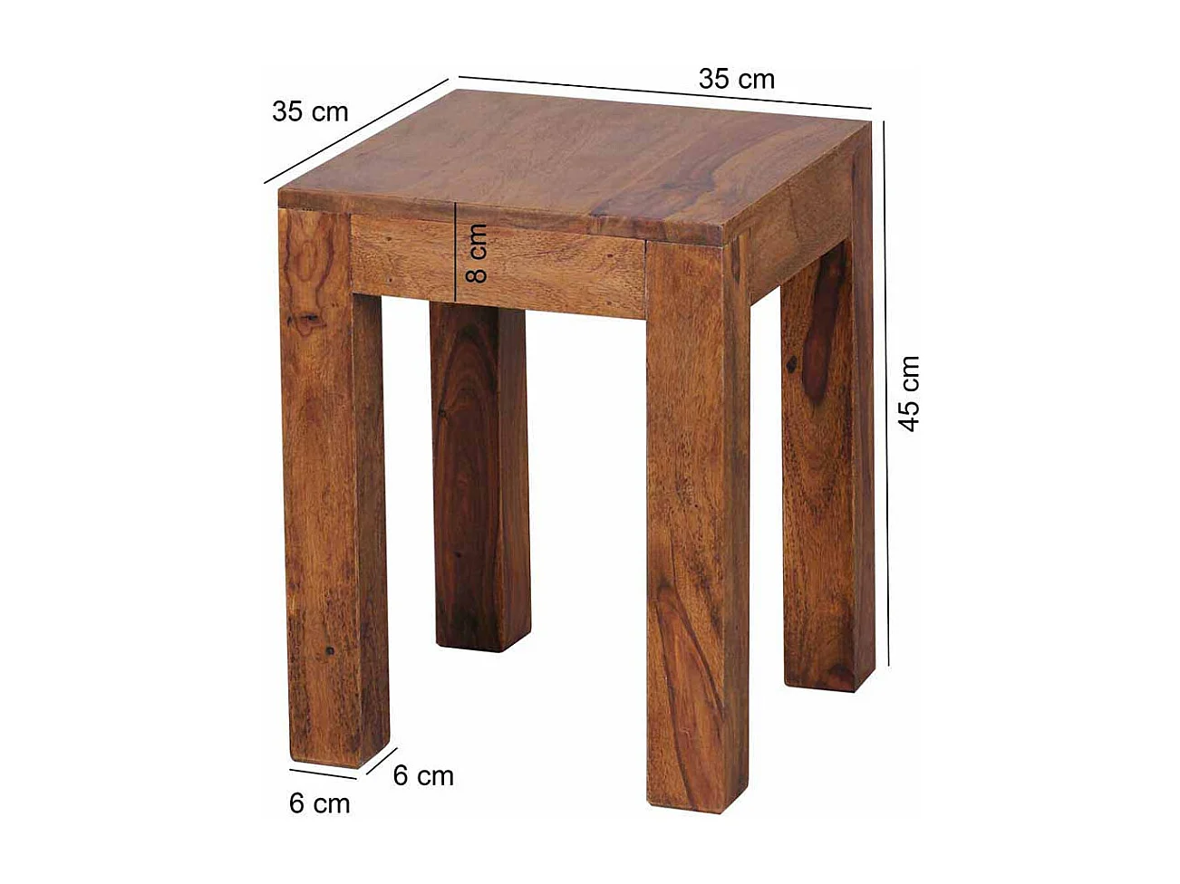 Massivholz Beistelltisch aus Sheesham lackiert 35 cm breit