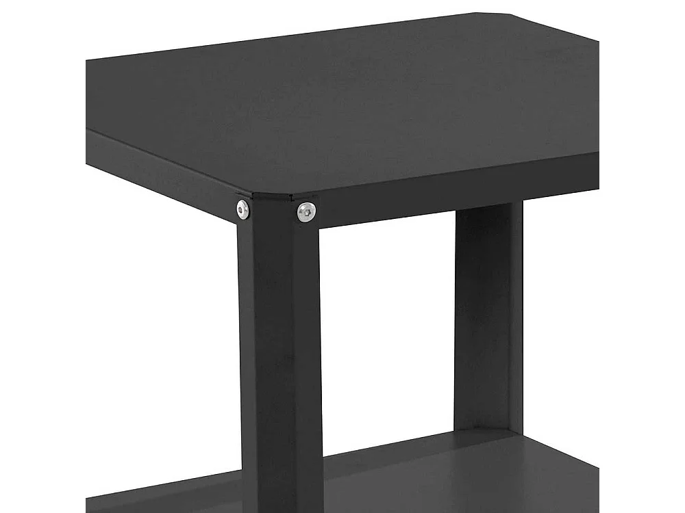 Rollbarer Beistelltisch aus Metall Oberfläche schwarz pulverbeschichtet