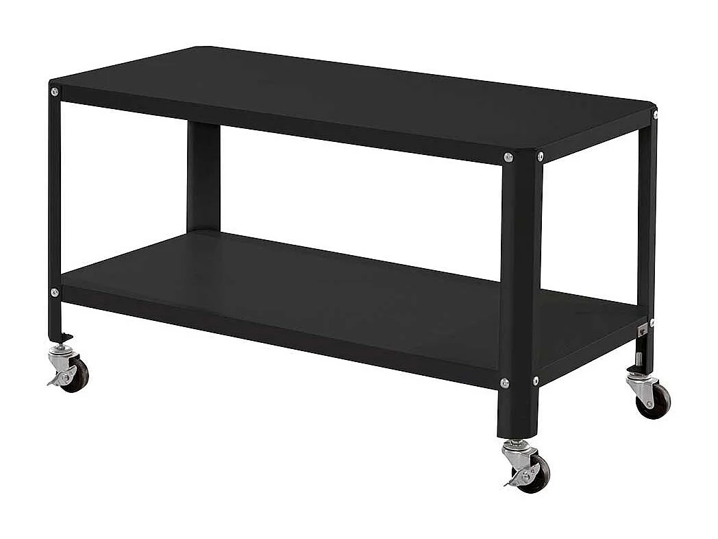 Rollbarer Beistelltisch aus Metall Oberfläche schwarz pulverbeschichtet