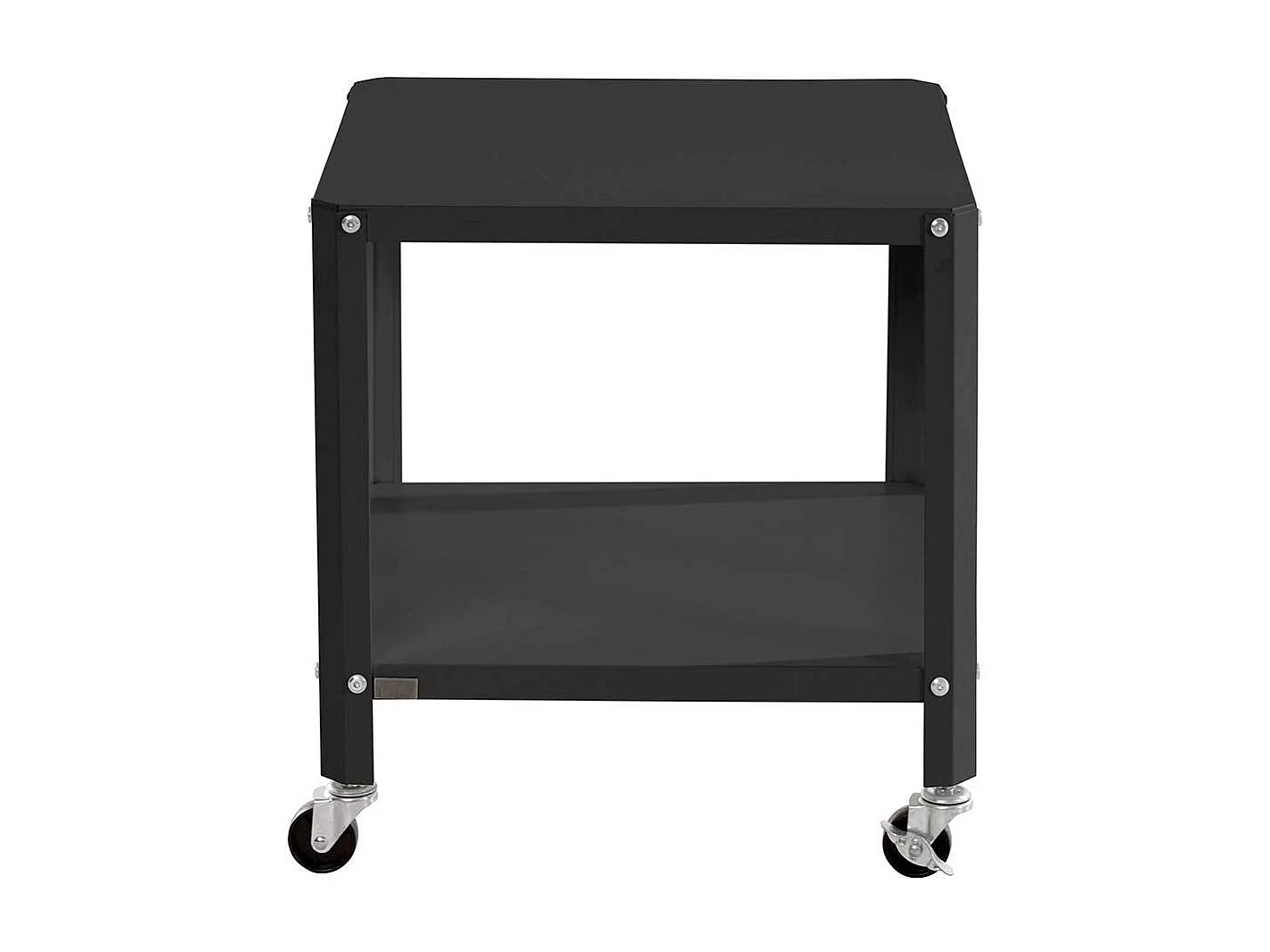 Rollbarer Beistelltisch aus Metall Oberfläche schwarz pulverbeschichtet