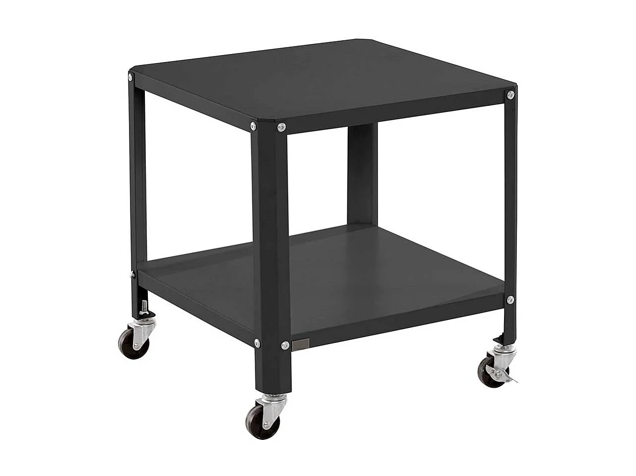 Rollbarer Beistelltisch aus Metall Oberfläche schwarz pulverbeschichtet