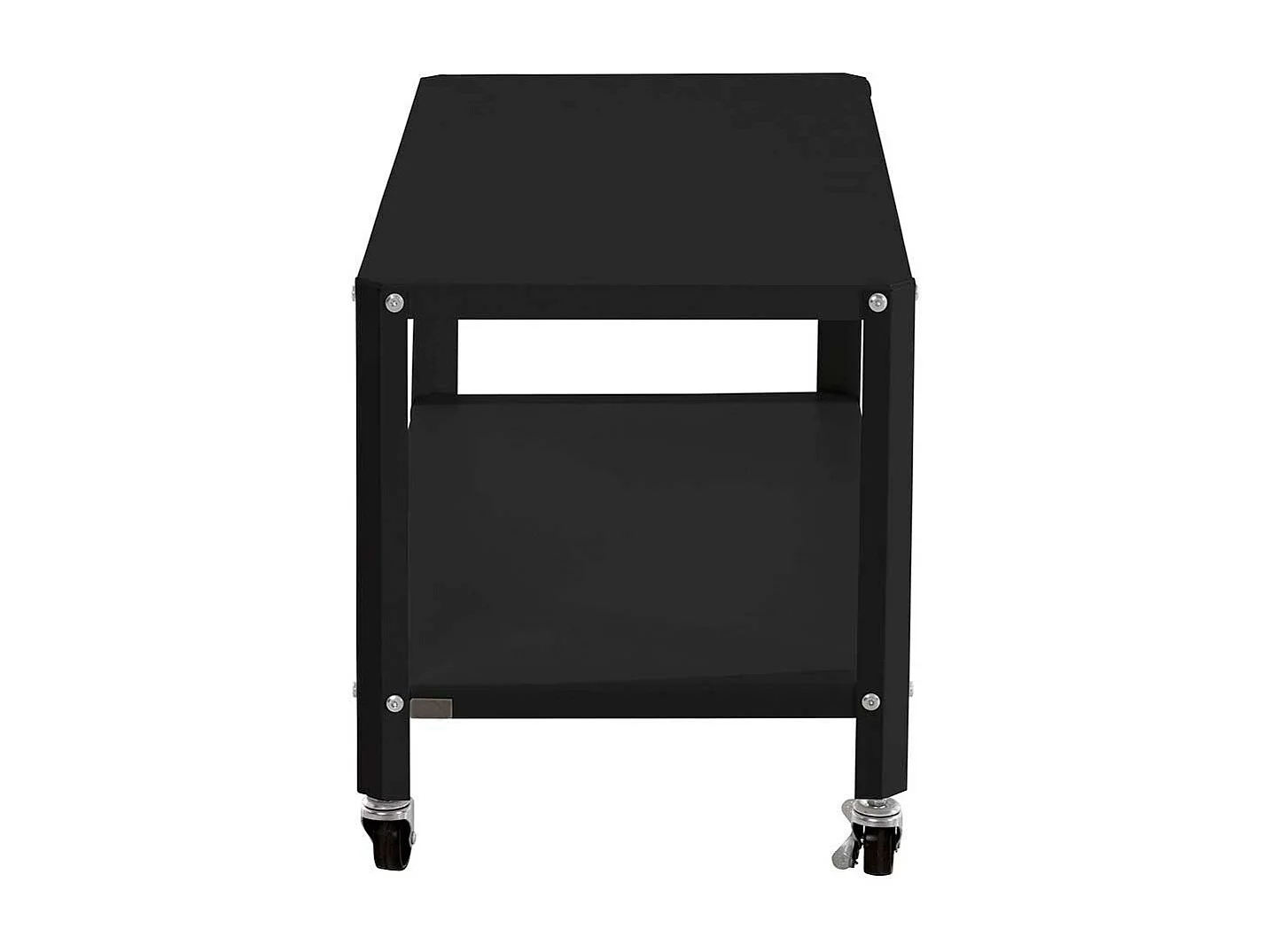 Rollbarer Beistelltisch aus Metall Oberfläche schwarz pulverbeschichtet