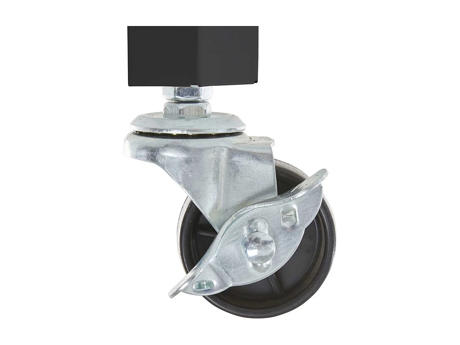 Rollbarer Beistelltisch aus Metall Oberfläche schwarz pulverbeschichtet