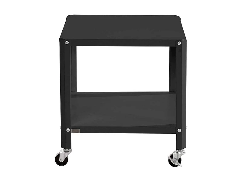 Rollbarer Beistelltisch aus Metall Oberfläche schwarz pulverbeschichtet