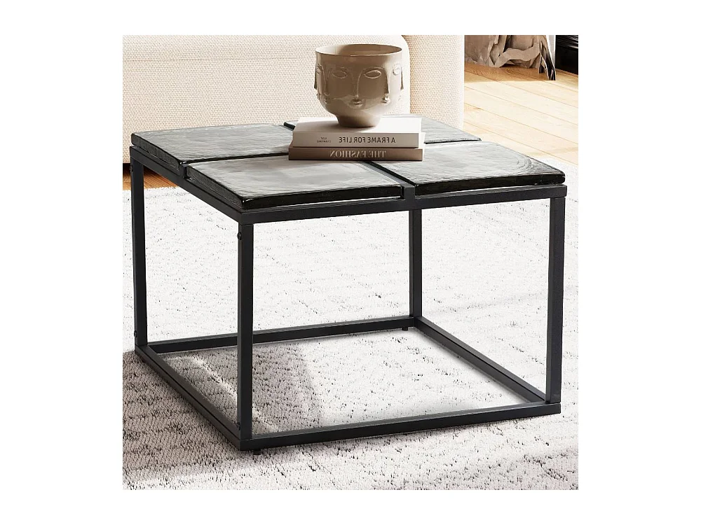 Beistelltisch Couchtisch in quadratischer Form mit Glasplatte