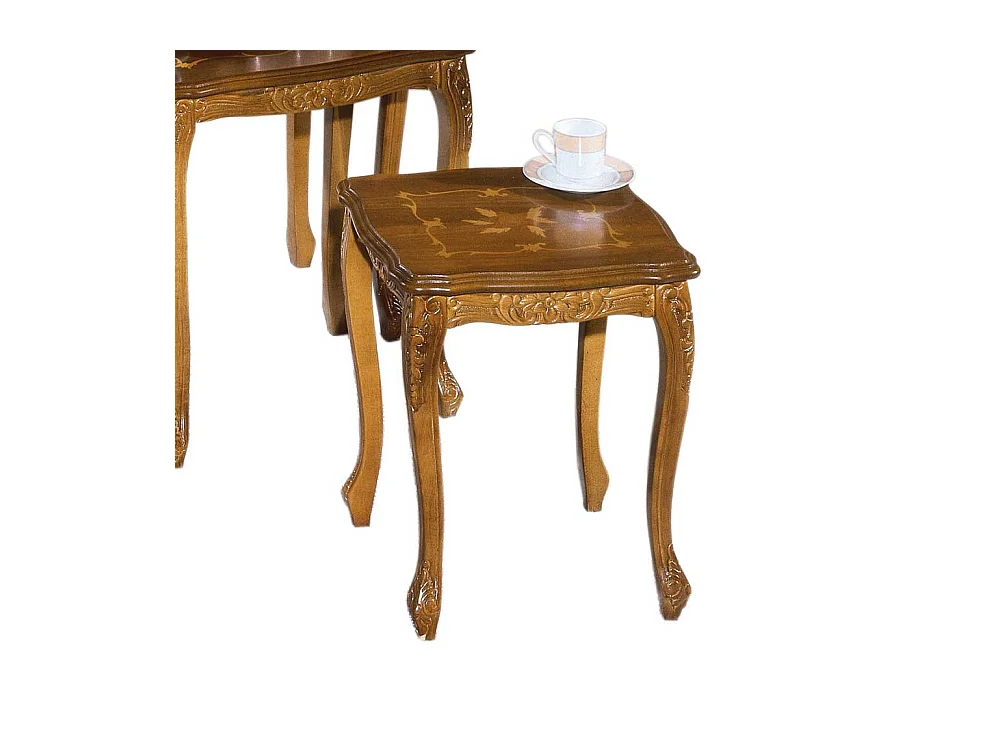 Beistelltisch Set im italienischen Design Nussbaum lackiert (dreiteilig)