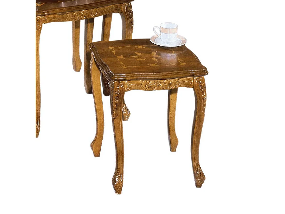 Beistelltisch Set im italienischen Design Nussbaum lackiert (dreiteilig)