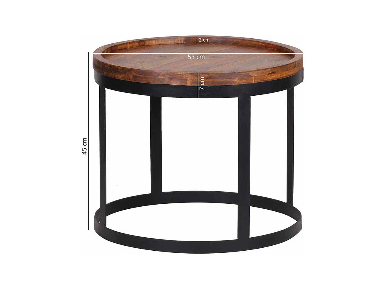 Beistelltisch Set aus Sheesham Massivholz Rund (zweiteilig)