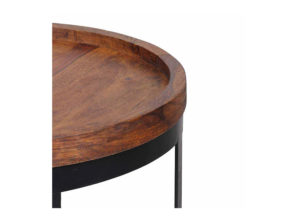 Beistelltisch Set aus Sheesham Massivholz Rund (zweiteilig)