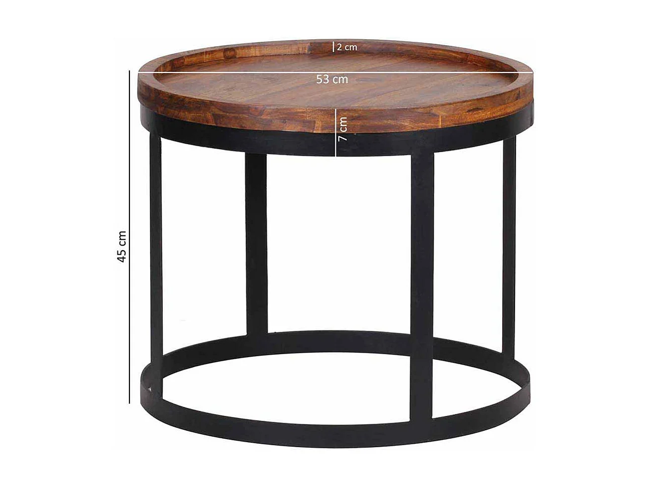 Beistelltisch Set aus Sheesham Massivholz Rund (zweiteilig)