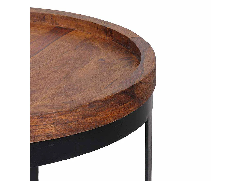 Beistelltisch Set aus Sheesham Massivholz Rund (zweiteilig)