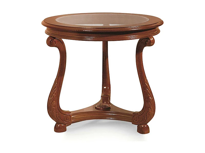 Glas Beistelltisch in Nussbaumfarben lackiert italienischen Design