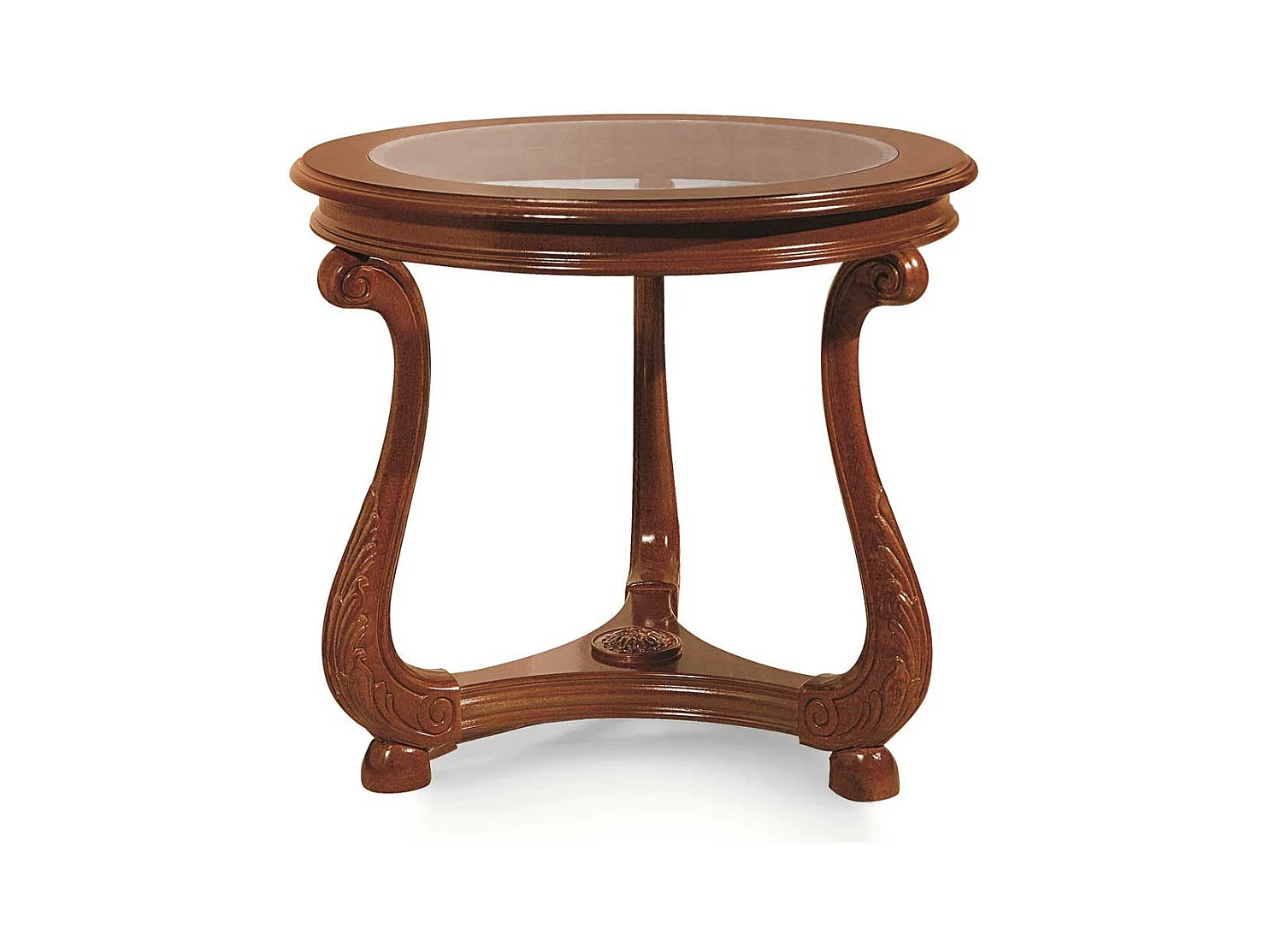 Glas Beistelltisch in Nussbaumfarben lackiert italienischen Design