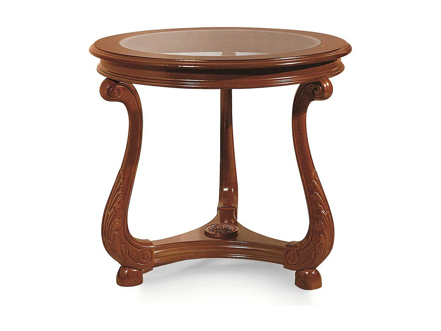 Glas Beistelltisch in Nussbaumfarben lackiert italienischen Design