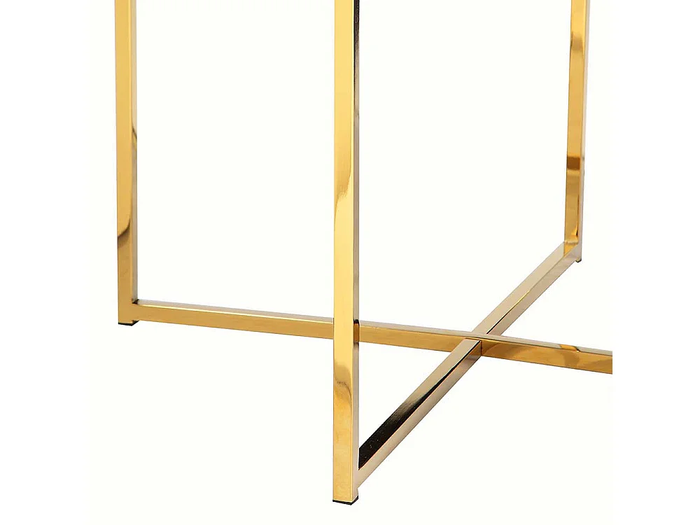 Beistelltisch Sofa in Weiß und Goldfarben quadratischer Tischplatte