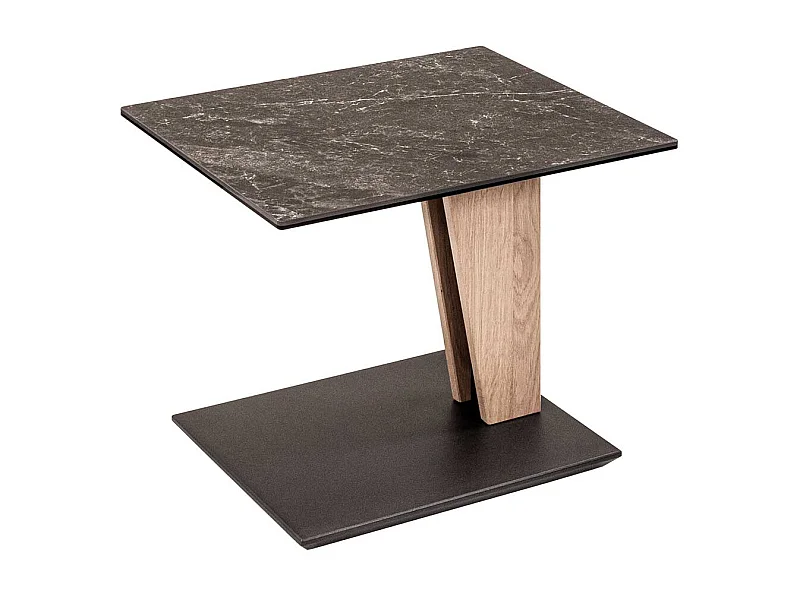 55x47 cm Beistelltisch in Wildeichefarben Keramik Oberfläche Platte