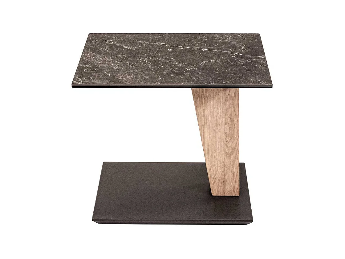 55x47 cm Beistelltisch in Wildeichefarben Keramik Oberfläche Platte