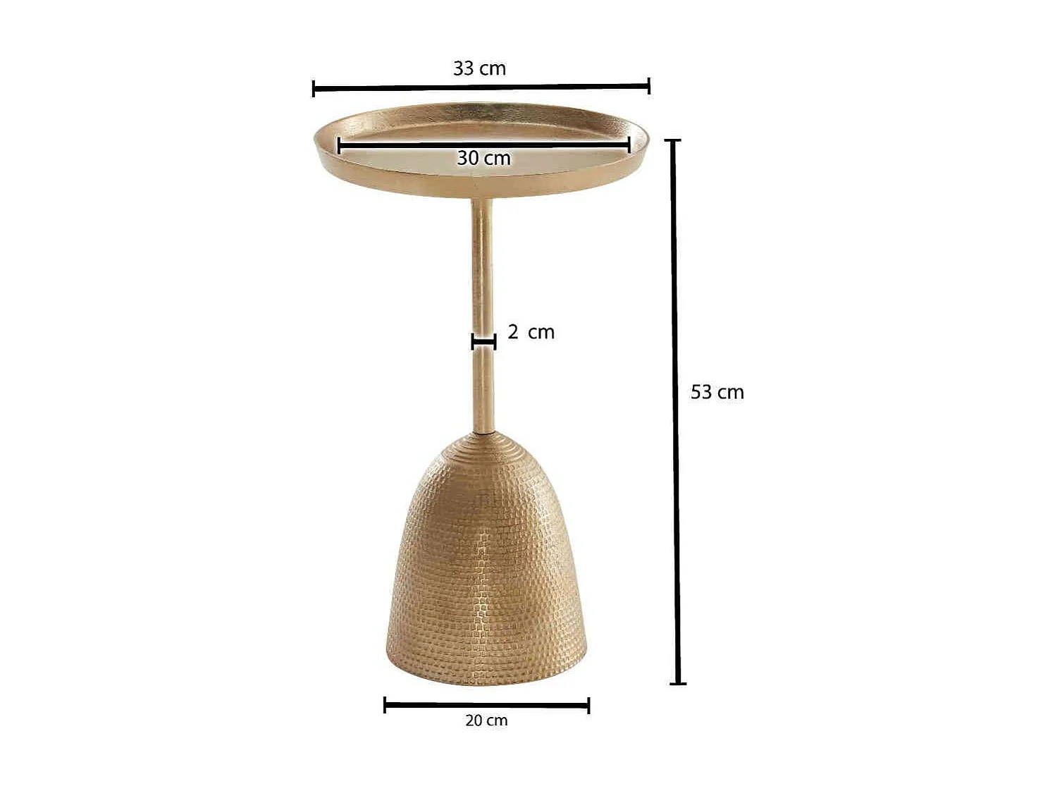 Goldener Beistelltisch aus Aluminium Hammerschlag Optik