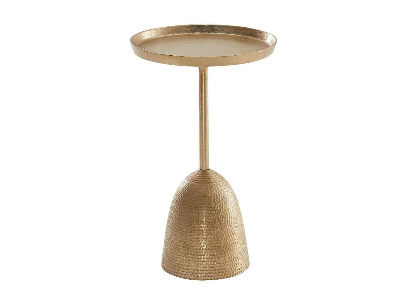 Goldener Beistelltisch aus Aluminium Hammerschlag Optik