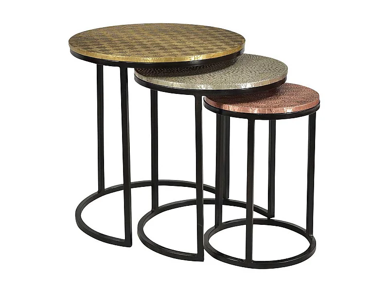 Beistelltisch Set aus Metall runde Tischform (dreiteilig)