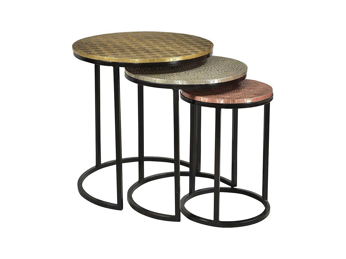 Beistelltisch Set aus Metall runde Tischform (dreiteilig)