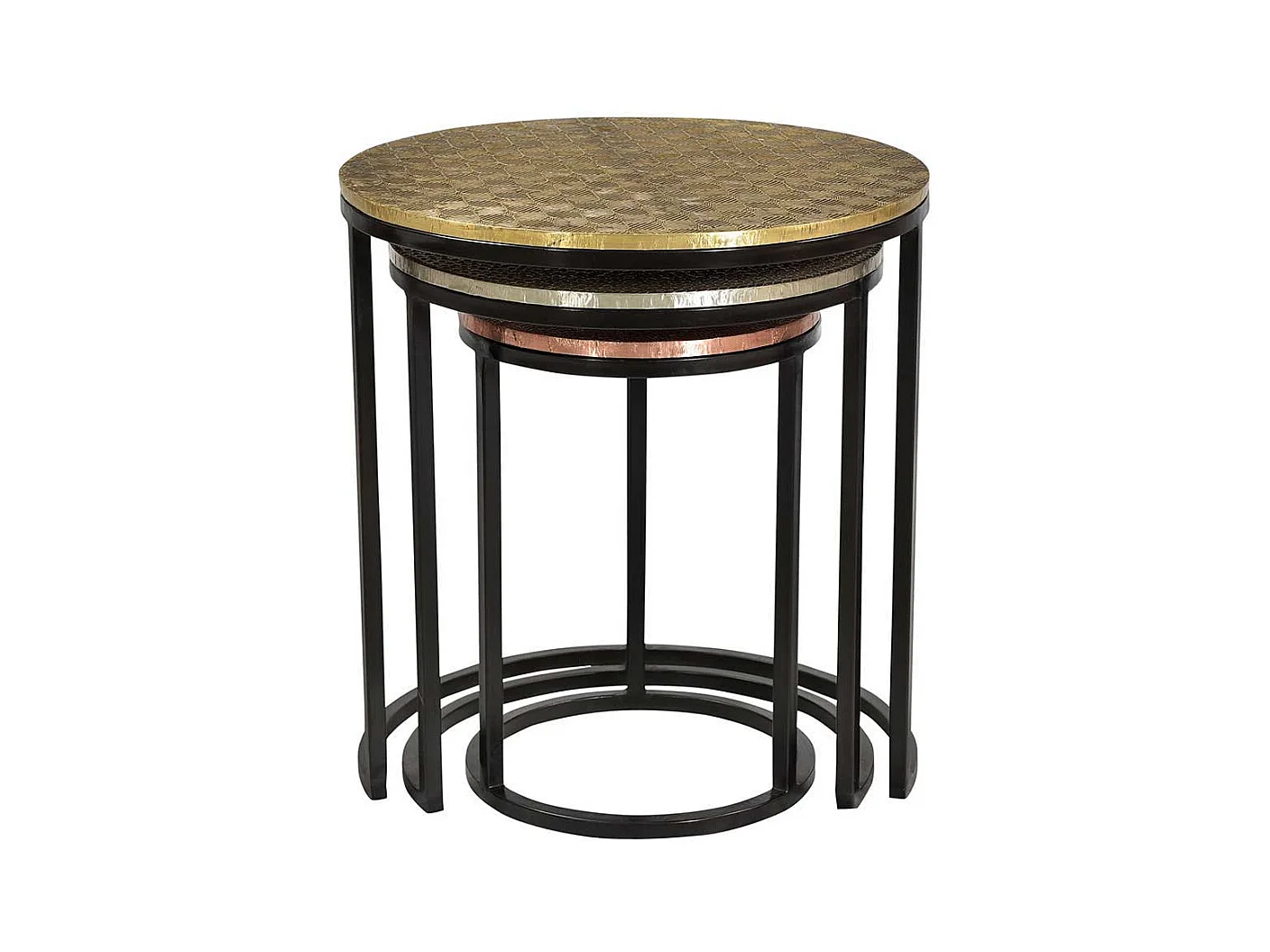 Beistelltisch Set aus Metall runde Tischform (dreiteilig)