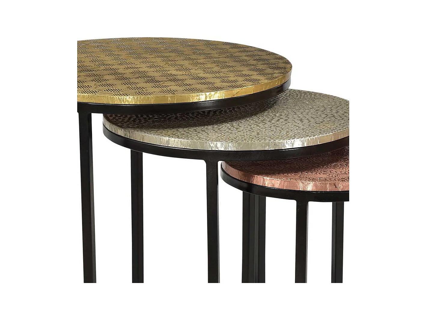 Beistelltisch Set aus Metall runde Tischform (dreiteilig)