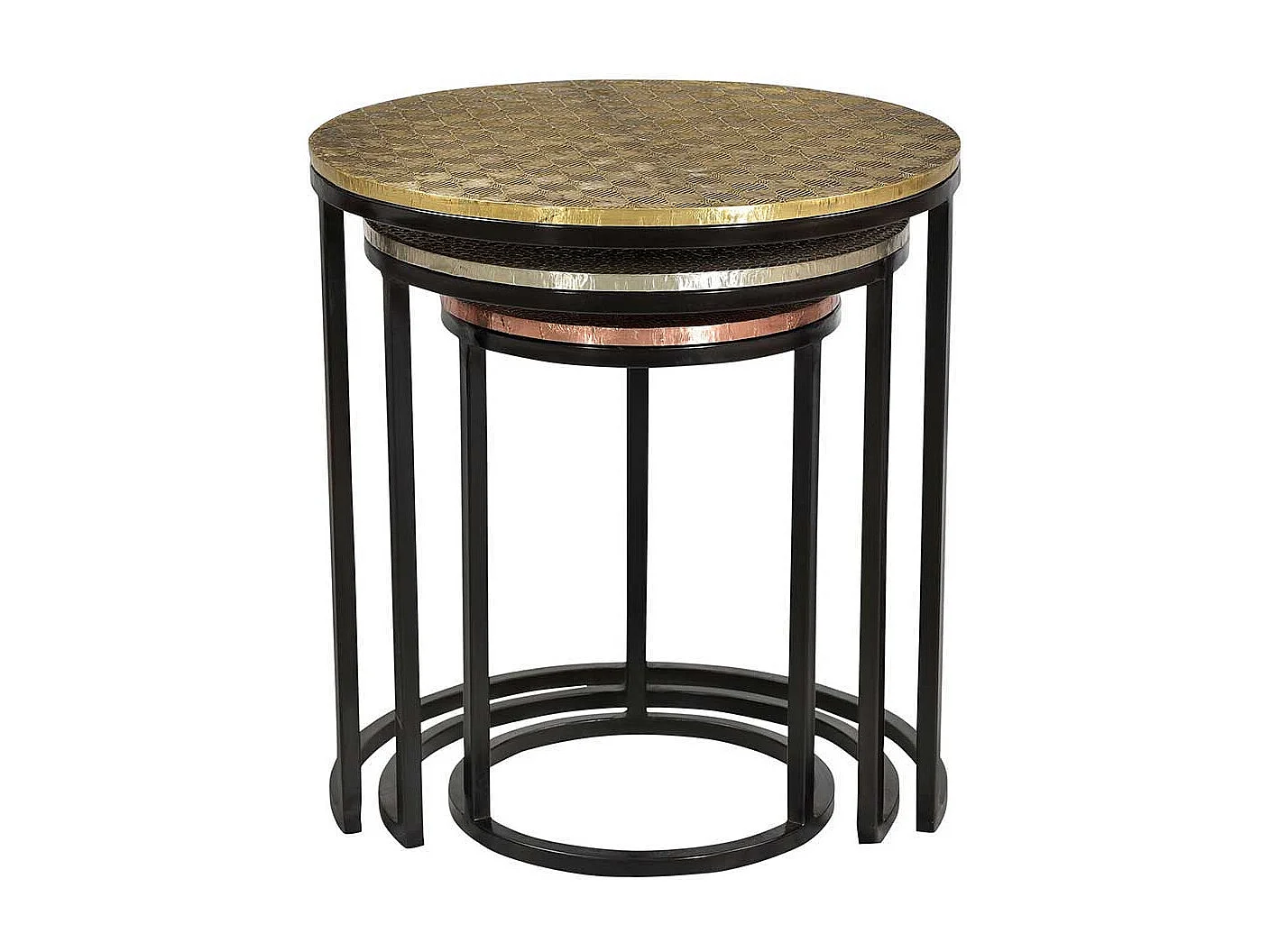 Beistelltisch Set aus Metall runde Tischform (dreiteilig)