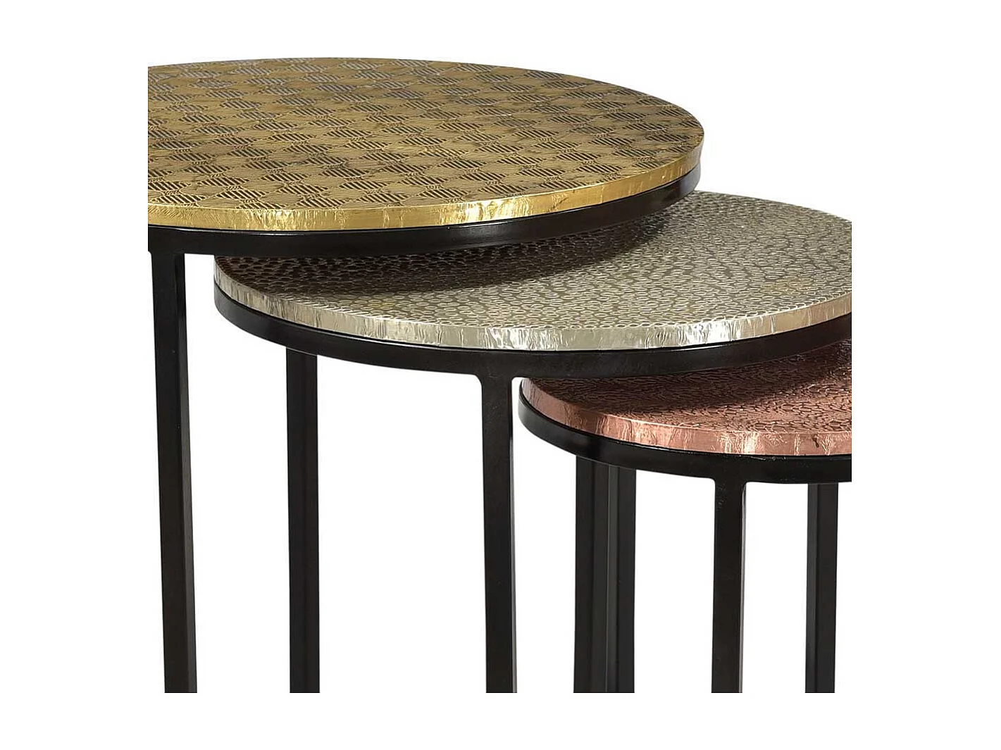 Beistelltisch Set aus Metall runde Tischform (dreiteilig)