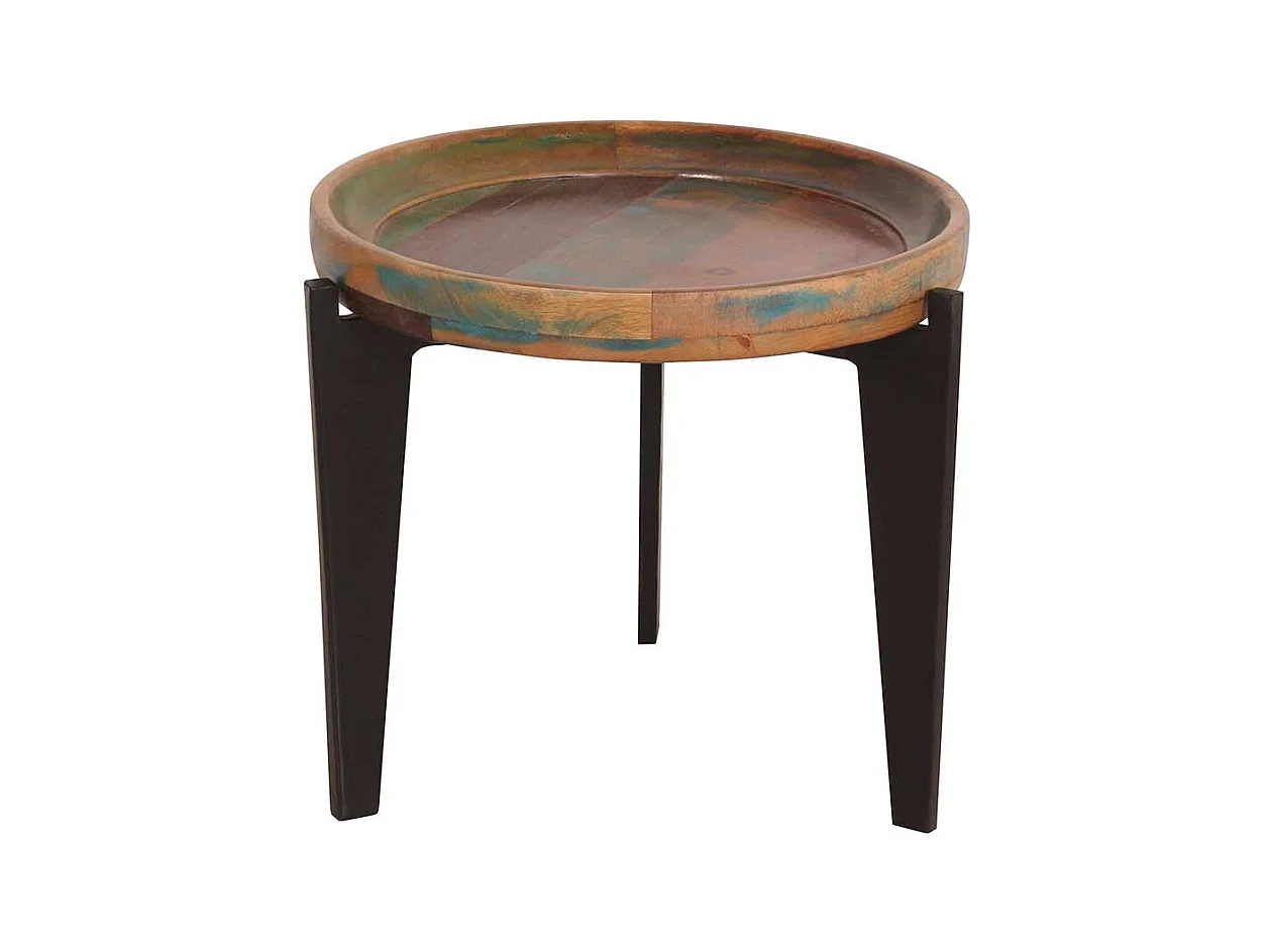 Runder Beistelltisch in Bunt lackiert Tablettfunktion