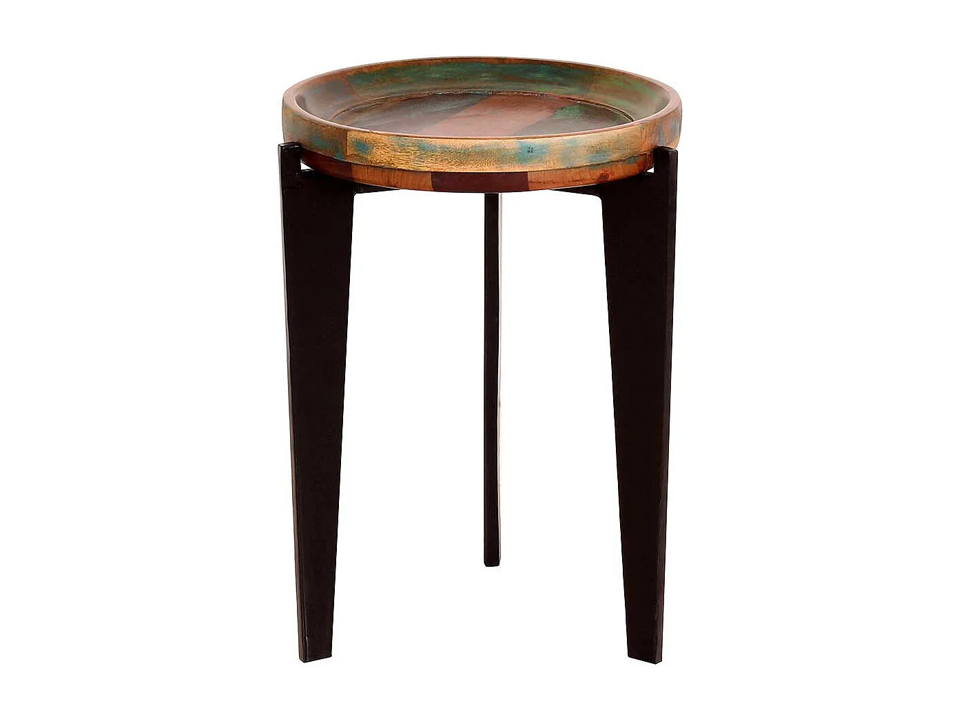 Runder Beistelltisch in Bunt lackiert Tablettfunktion