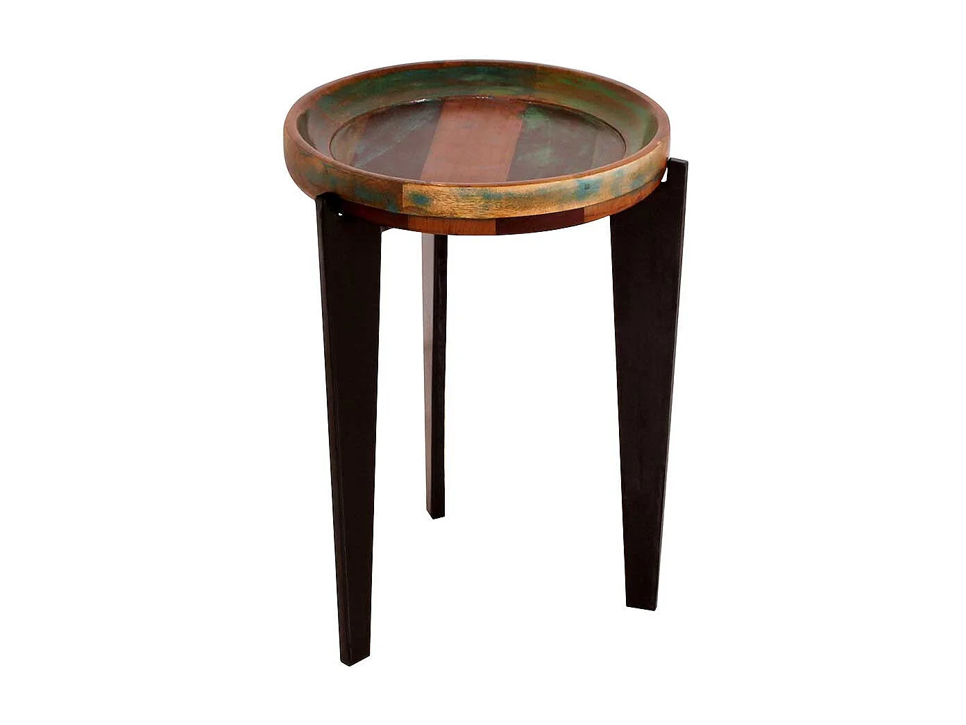 Runder Beistelltisch in Bunt lackiert Tablettfunktion