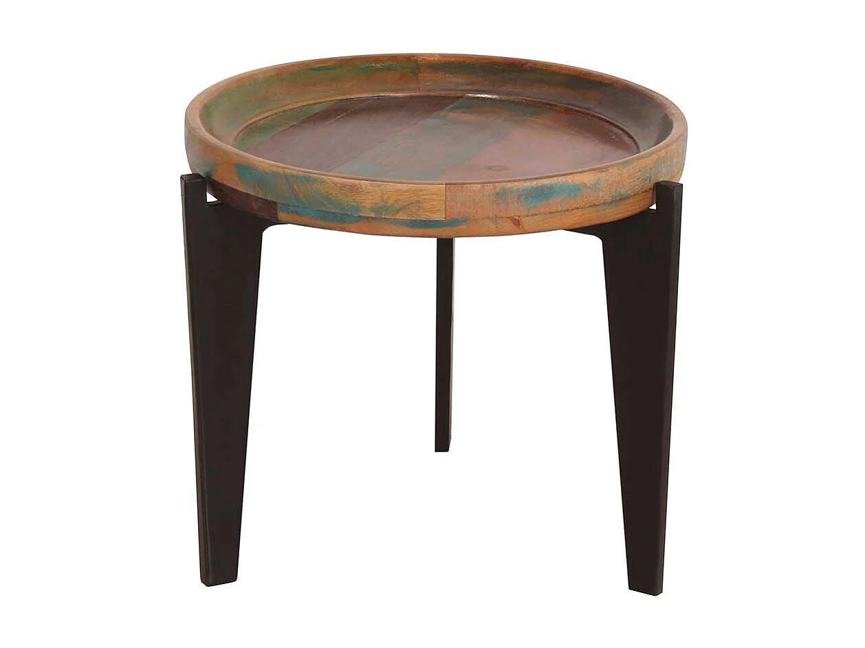 Runder Beistelltisch in Bunt lackiert Tablettfunktion