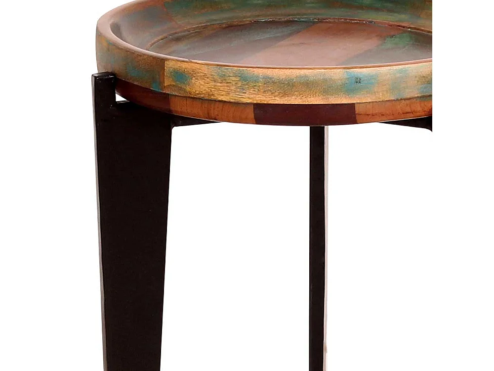 Runder Beistelltisch in Bunt lackiert Tablettfunktion