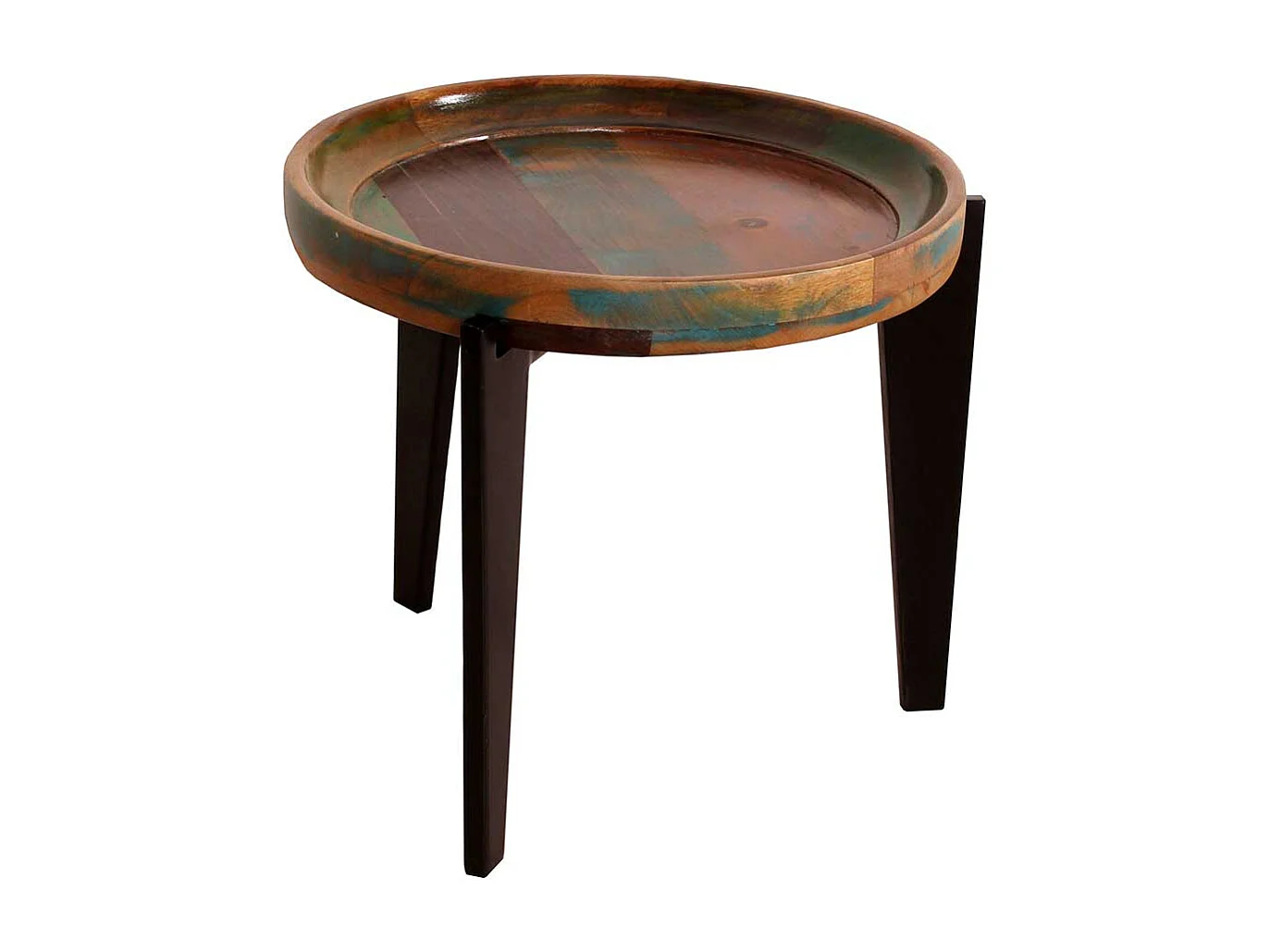 Runder Beistelltisch in Bunt lackiert Tablettfunktion