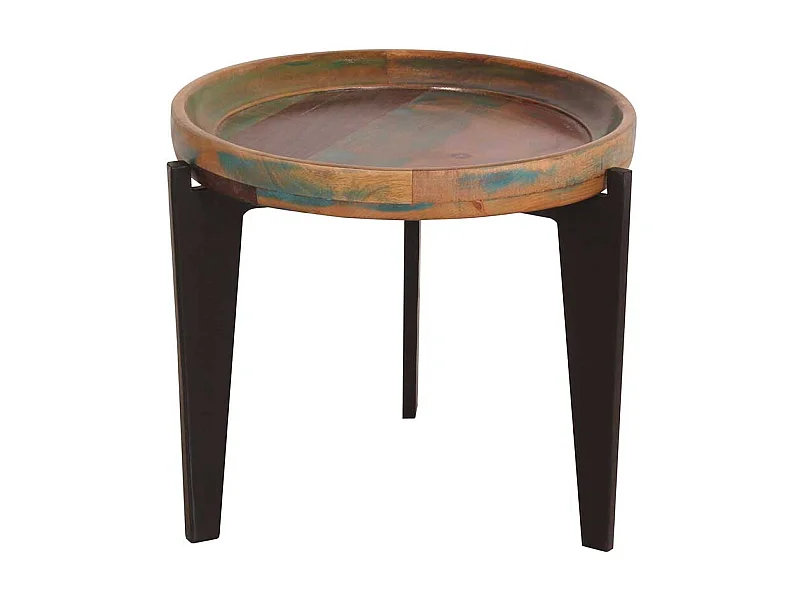Runder Beistelltisch in Bunt lackiert Tablettfunktion