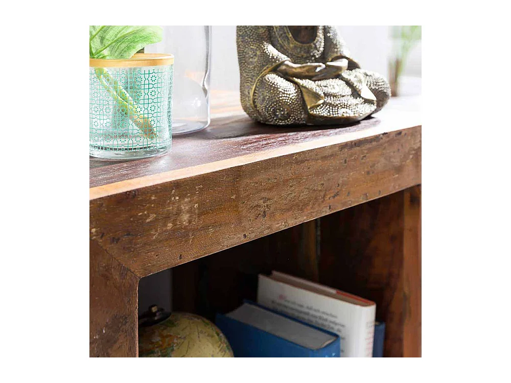 Shabby Beistelltisch in Bunt Braun Mangobaum Recyclingholz