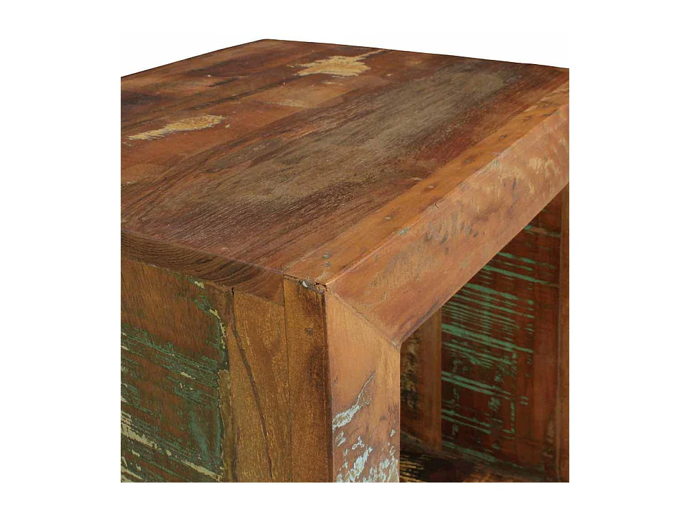 Shabby Beistelltisch in Bunt Braun Mangobaum Recyclingholz