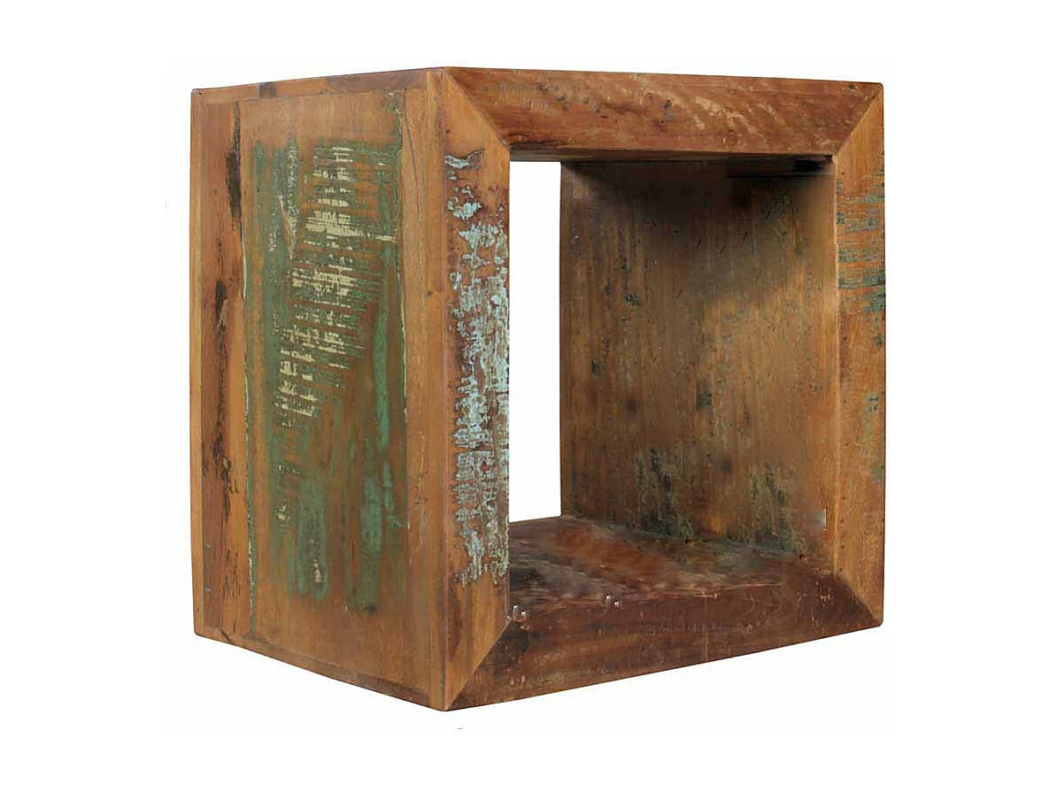 Shabby Beistelltisch in Bunt Braun Mangobaum Recyclingholz